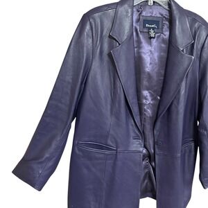 DENIM & CO Genuine Leather Blazer Jacket Plum Purple 1X Luxury Capsule Wardrobe
